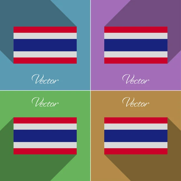 Flags Thailand. Set of colors flat design and long shadows. Vector — Stock Vector