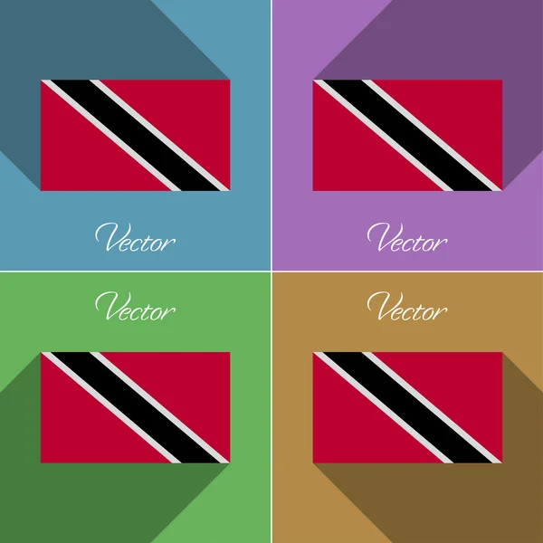 Flaggen Trinidad und Tobago. eine Reihe von Farben flaches Design lange Schatten. Vektor — Stockvektor