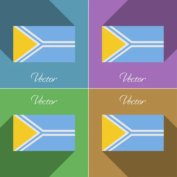 Bandeiras Tuva. Conjunto de cores design plano e sombras longas. Vetor — Vetor de Stock