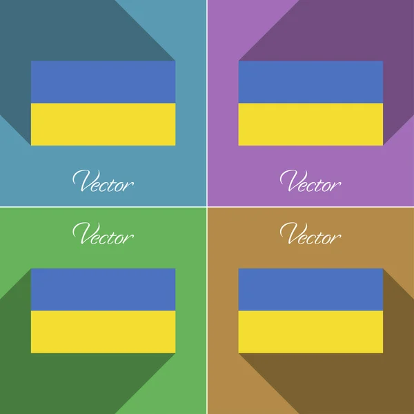 Flaggen der Ukraine. eine Reihe von Farben flaches Design und lange Schatten. Vektor — Stockvektor