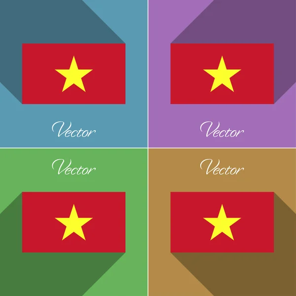 Flags Vietnam. Set of colors flat design and long shadows. Vector — Stock Vector