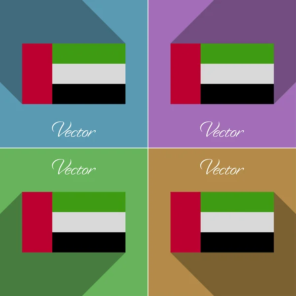 Flaggen vereinten arabische Emirate. eine Reihe von Farben flaches Design und lange Schatten. Vektor — Stockvektor