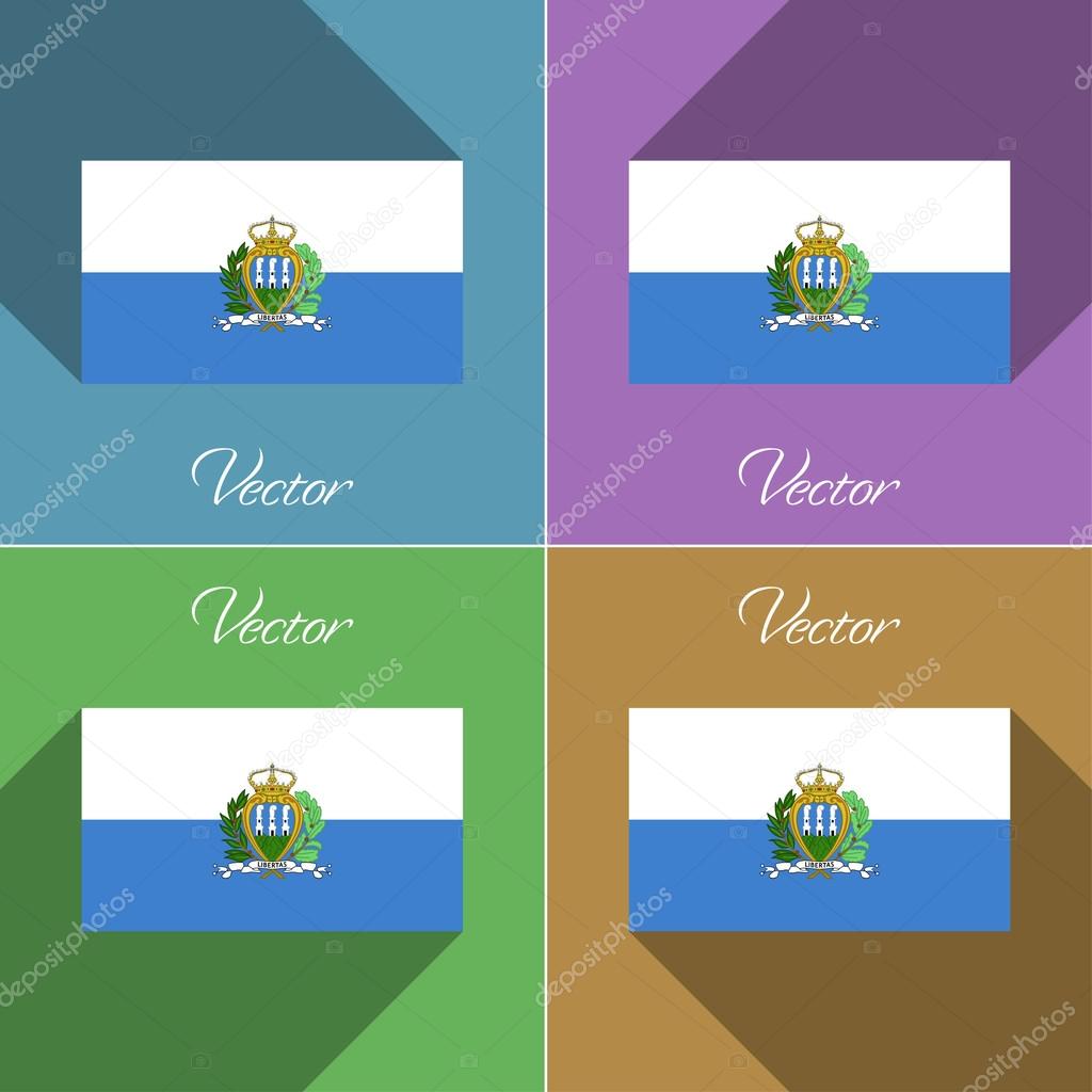 Kennzeichen von San Marino. Satz von Farben flaches Design und lange ... Kennzeichen von San Marino. Satz von Farben flaches Design und lange ...