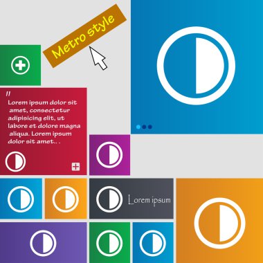 contrast icon sign. Metro style buttons. Modern interface website buttons with cursor pointer. Vector