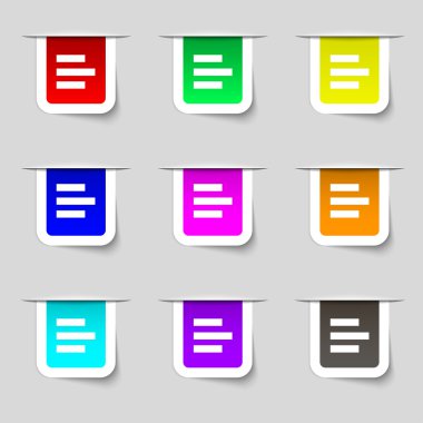 Left-aligned icon sign. Set of multicolored modern labels for your design. Vector