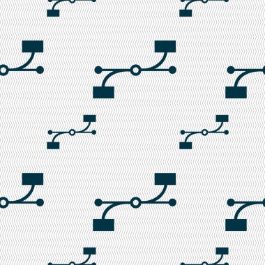 Bezier Curve icon sign. Seamless pattern with geometric texture. Vector