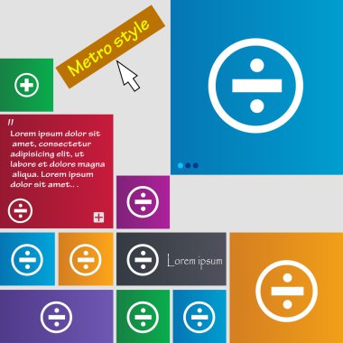 dividing icon sign. Metro style buttons. Modern interface website buttons with cursor pointer. Vector