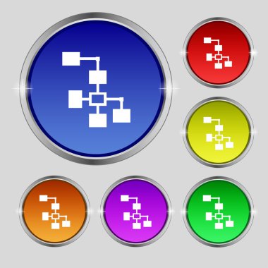 Local Network icon sign. Round symbol on bright colourful buttons. Vector