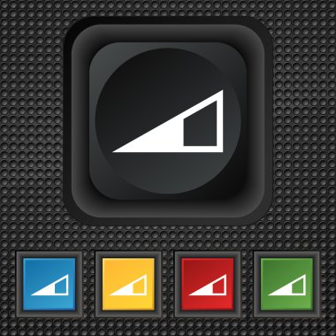 Hoparlör ses simgesini işaret. sembol renkli düğmeler siyah doku kare. Vektör