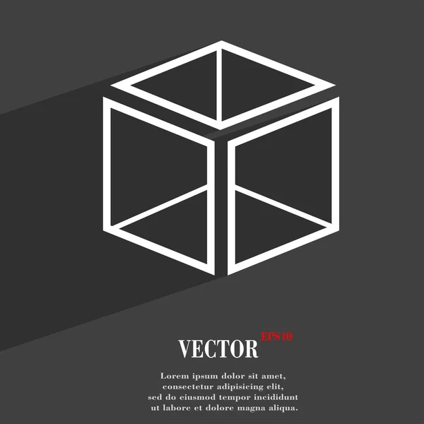 3d cube icon symbol Flat modern web design with long shadow and space for your text. Vector — Stock Vector