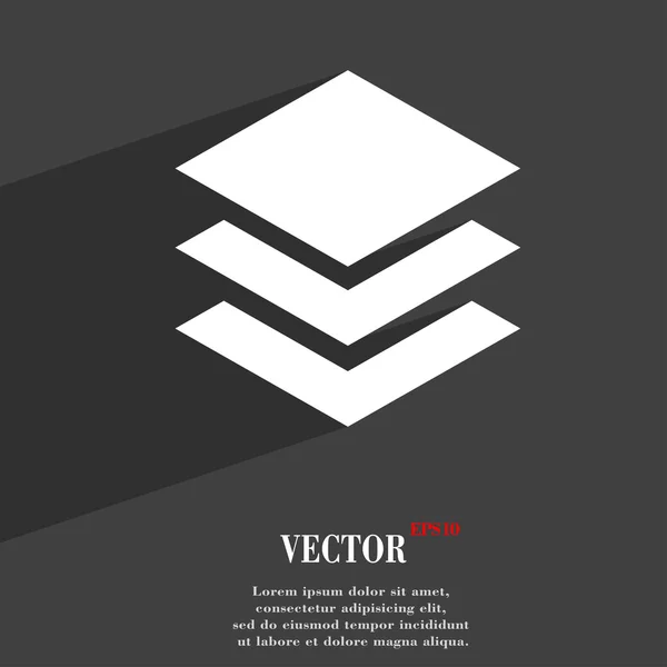 Símbolo de ícone de camadas Design web moderno plano com sombra longa e espaço para o seu texto. Vetor — Vetor de Stock