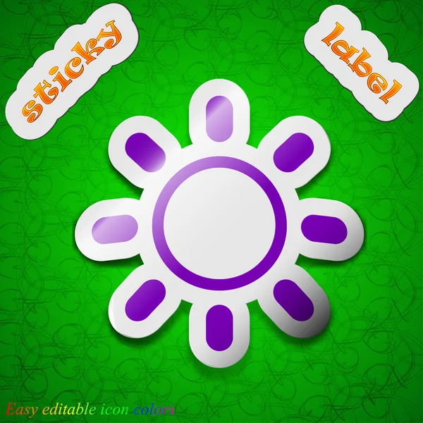 Brightness icon sign. Symbol chic colored sticky label on green background. Vector — Stock Vector