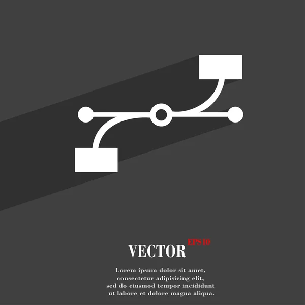 Bezier Curva icono símbolo Diseño web moderno plano con sombra larga y espacio para su texto. Vector — Archivo Imágenes Vectoriales