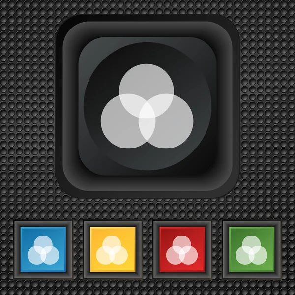 Color scheme icon sign. symbol Squared colourful buttons on black texture. Vector — 图库矢量图片