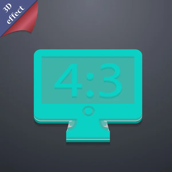 Aspect ratio 4 3 widescreen tv icon symbol. 3D style. Trendy, modern design with space for your text Vector — Stok Vektör