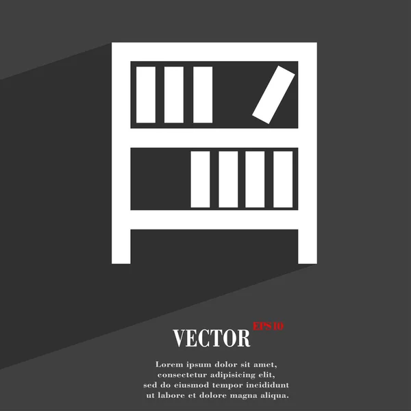 Bookshelf icon symbol Flat modern web design with long shadow and space for your text. Vector — ストックベクタ
