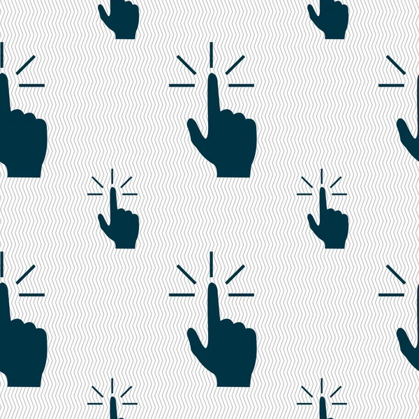 Click here hand icon sign. Seamless pattern with geometric texture. Vector — Stok Vektör