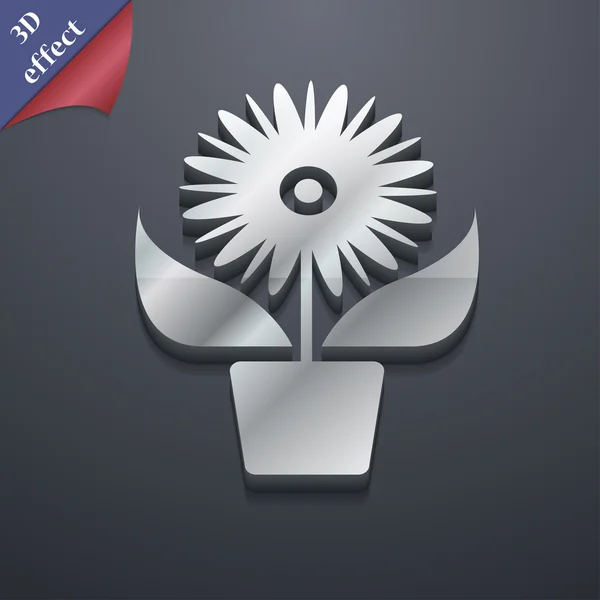 Flowers in pot icon symbol. 3D style. Trendy, modern design with space for your text Vector — 图库矢量图片