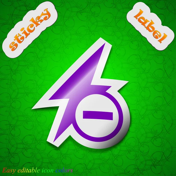 Photo flash icon sign. Symbol chic colored sticky label on green background. Vector — Διανυσματικό Αρχείο