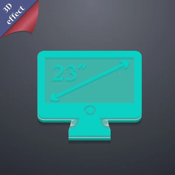 Diagonal of the monitor 23 inches icon symbol. 3D style. Trendy, modern design with space for your text Vector — Stockový vektor