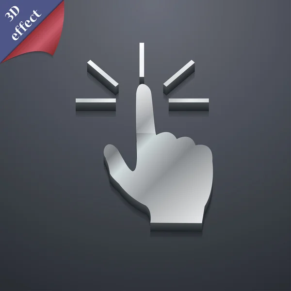 Clicca qui icona della mano simbolo. Stile 3D. Trendy, design moderno con spazio per il tuo testo Vector — Vettoriale Stock
