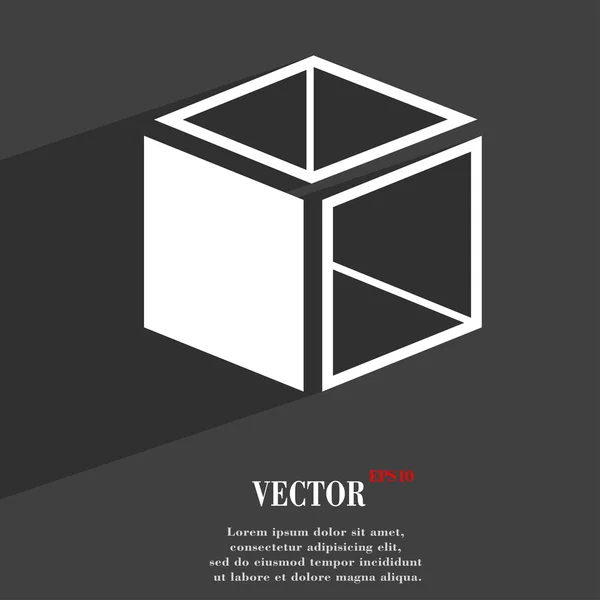 3d cube icon symbol Flat modern web design with long shadow and space for your text. Vector — Stock vektor