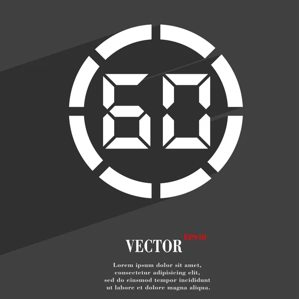 60 second stopwatch icon symbol Flat modern web design with long shadow and space for your text. Vector — Stock Vector