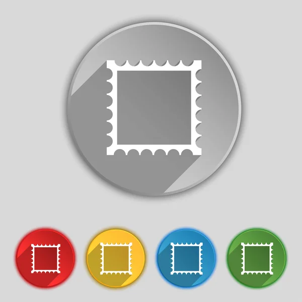 Photo frame template icon sign. Symbol on five flat buttons. Vector — Wektor stockowy