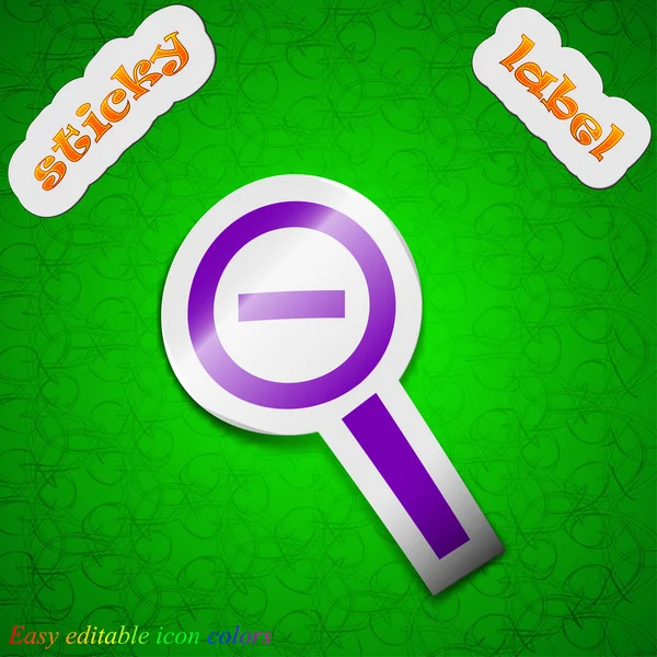 Magnifier glass, Zoom tool icon sign. Symbol chic colored sticky label on green background. Vector — Stock Vector