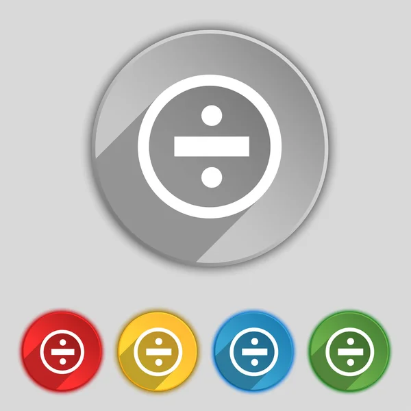 Dividing icon sign. Symbol on five flat buttons. Vector — Stockový vektor