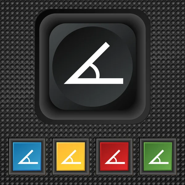 Angle 45 degrés icône signe. symbole Boutons carrés colorés sur la texture noire. Vecteur — Image vectorielle