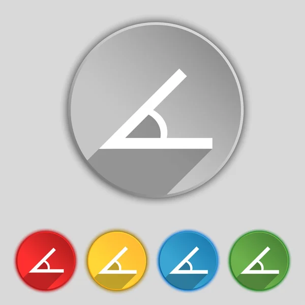 Angle 45 degrees icon sign. Symbol on five flat buttons. Vector — Stockový vektor