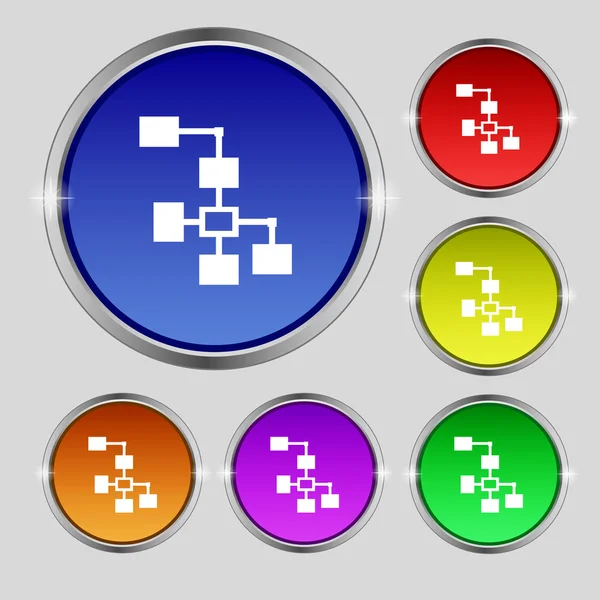 Local Network icon sign. Round symbol on bright colourful buttons. Vector — Stok Vektör