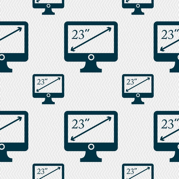 Diagonale del monitor 23 pollici segno icona. Modello senza cuciture con texture geometrica. Vettore — Vettoriale Stock