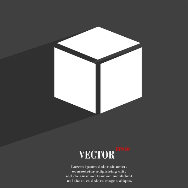 Símbolo de ícone de cubo 3d Design web moderno plano com sombra longa e espaço para o seu texto. Vetor — Vetor de Stock