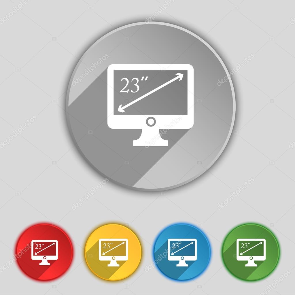 Diagonal Of The Monitor 23 Inches Icon Sign Symbol On Five Flat Buttons Vector Vector Image By C Logvinyk Vector Stock 68036575