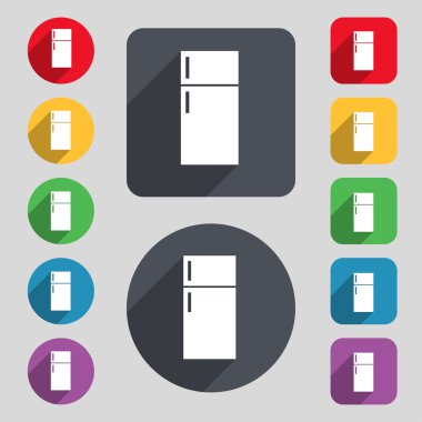 Buzdolabı simgesini işaret. 12 renkli düğmeler ve uzun bir gölge kümesi