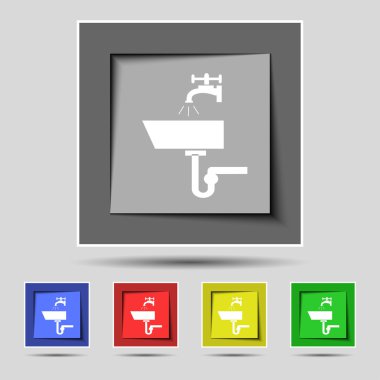 Lavabo orijinal beş renkli düğme simgesi işareti. Vektör