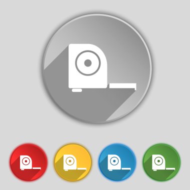 Roulette construction icon sign. Symbol on five flat buttons. Vector