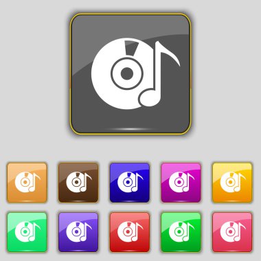 CD veya DVD simgesi işareti. Siteniz için on bir renkli düğme ile ayarlayın. Vektör