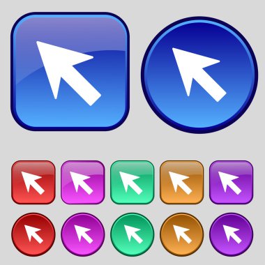 Cursor, arrow icon sign. A set of twelve vintage buttons for your design. Vector