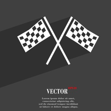 Race Flag Finish icon symbol Flat modern web design with long shadow and space for your text. Vector
