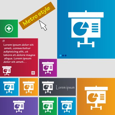 Graph icon sign. Metro style buttons. Modern interface website buttons with cursor pointer. Vector