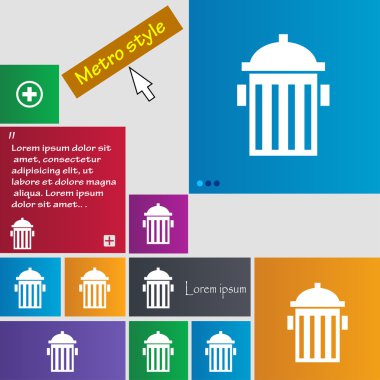 fire hydrant icon sign. Metro style buttons. Modern interface website buttons with cursor pointer. Vector