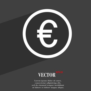 Euro icon symbol Flat modern web design with long shadow and space for your text. Vector