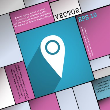 Map pointer icon symbol Flat modern web design with long shadow and space for your text. Vector