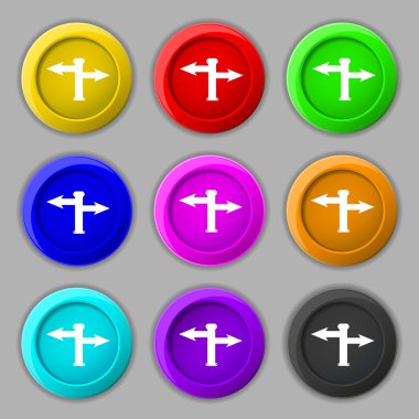 Blank Road Sign  icon sign. symbol on nine round colourful buttons. Vector
