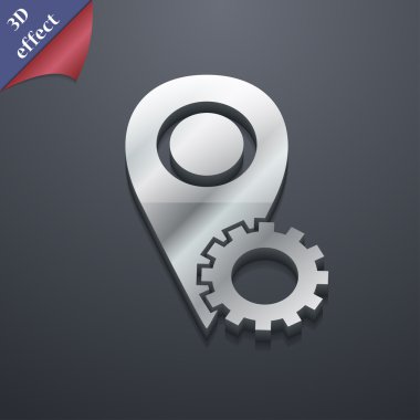 İşaretçi ayarı simgesi simge göster. 3D tarzı. Alan metni vektör ile şık, modern tasarım