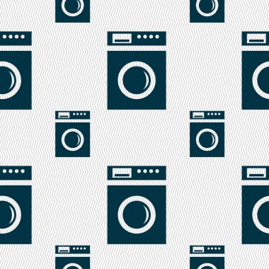 çamaşır makinesi simgesini işaret. Geometrik doku ile Seamless modeli. Vektör