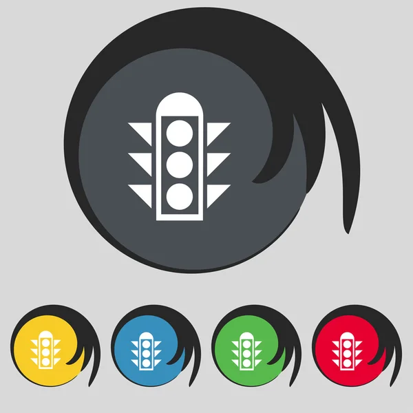Φανάρι σήμα εικονίδιο σημάδι. Σύμβολο σχετικά με πέντε χρωματιστά κουμπιά. Διάνυσμα — Διανυσματικό Αρχείο